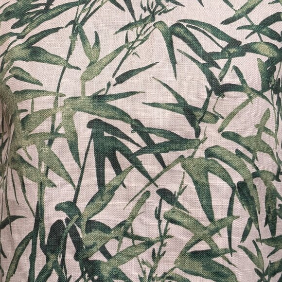 Massimo Dutti Cropped 100% Linen Bamboo Print Top Cream/Green Size 6 NWOT - Picture 5 of 5